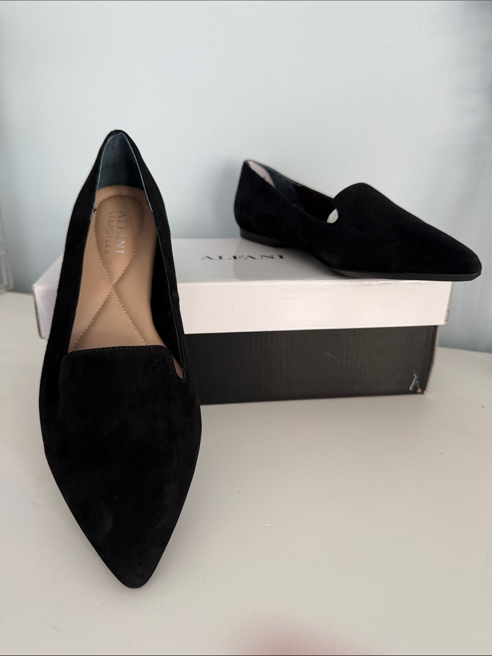 Alfani Black Suede Pointed-Toe Flats NIB